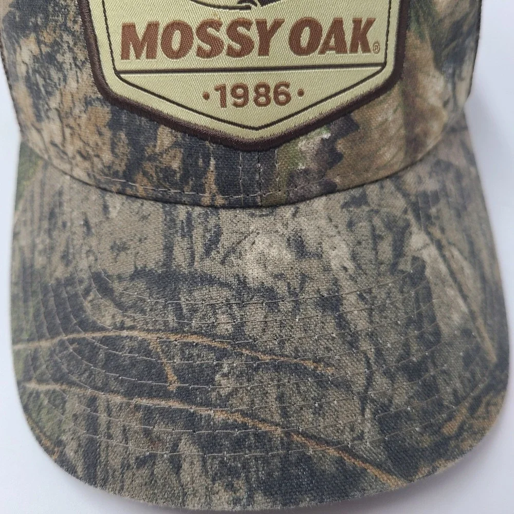 Mossy Oak Hat Snapback Trucker Mesh Camo Brown Patch 1986 Outdoors Hunt Logo Men